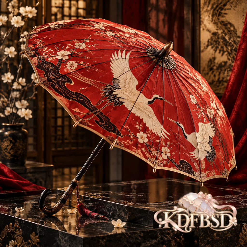 Vermilion Crane Parasol