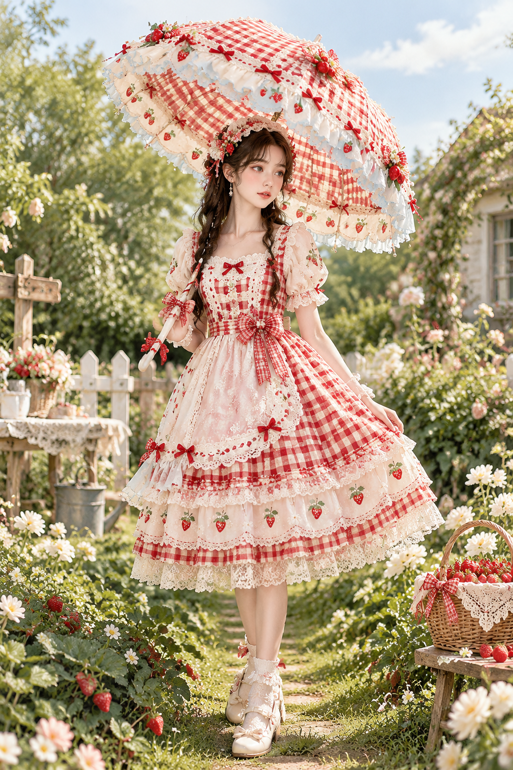 Strawberry Picnic Parasol