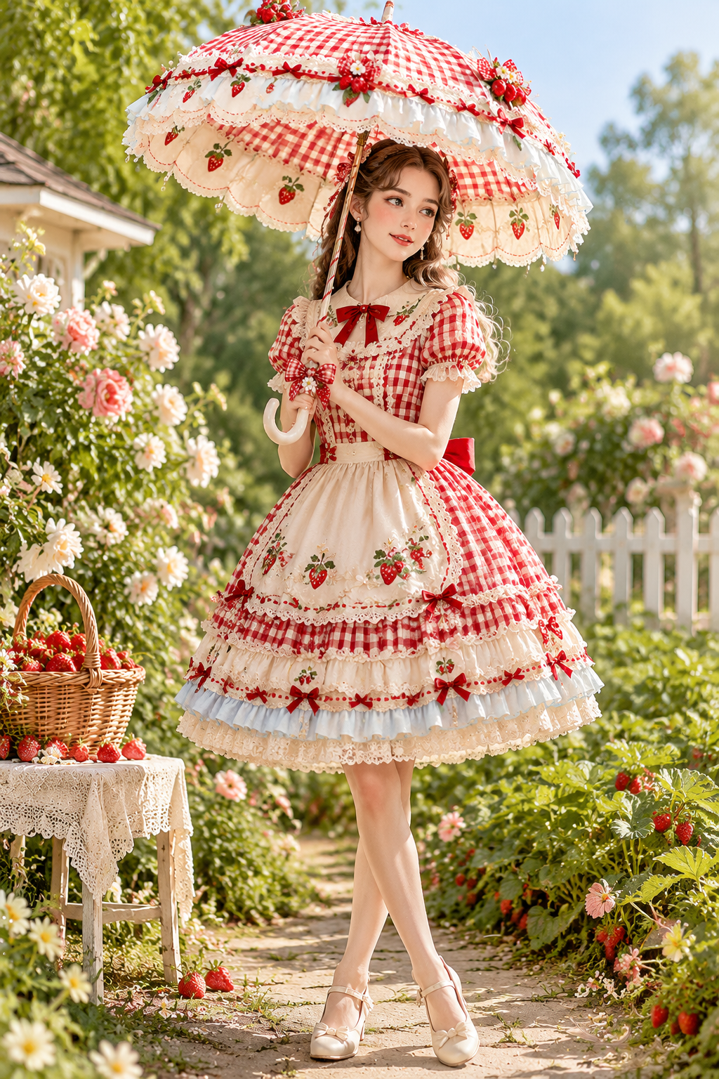 Strawberry Picnic Parasol