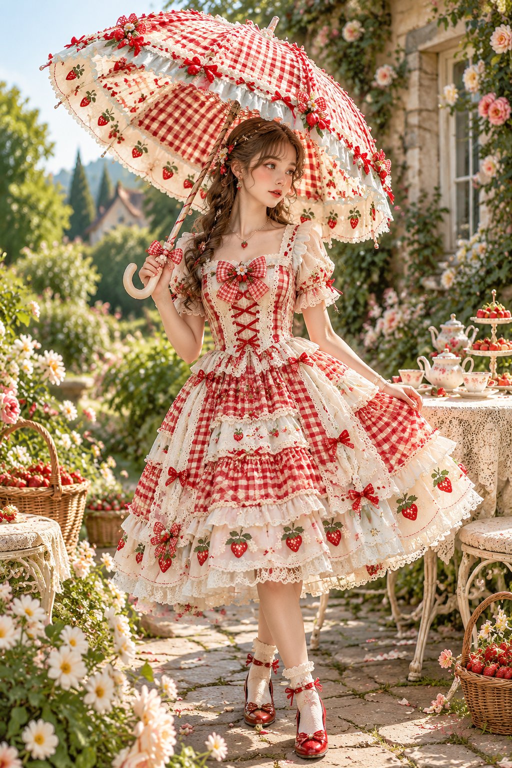 Strawberry Picnic Parasol